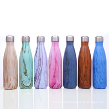 Amazon Customized 500ml Wooden Colors Stainless Steel Insulated Water Bottler For Kids And Students